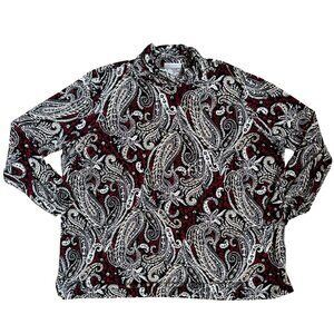 Susan Graver Womens Tunic‎ Top 2X Liquid Knit Mock Neck Smocked Sleeve Paisley